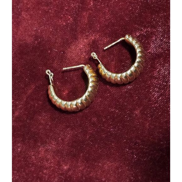 18K Solid Yellow Gold Omega Clip Back Post Hoop Earrings READ DESCRIPTION!! - Picture 11 of 16